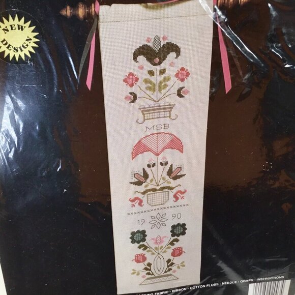 Vintage Jacobean Bell Pull Cross Stitch Kit Janlynn 92-03 Floral Bellpull - Picture 5 of 11